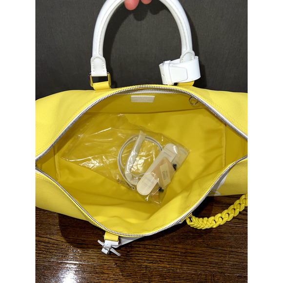 Louis Vuitton Keepall Bandouliere 50 Yellow White Exclamation Weekend Travel Bag - Picture 11 of 12